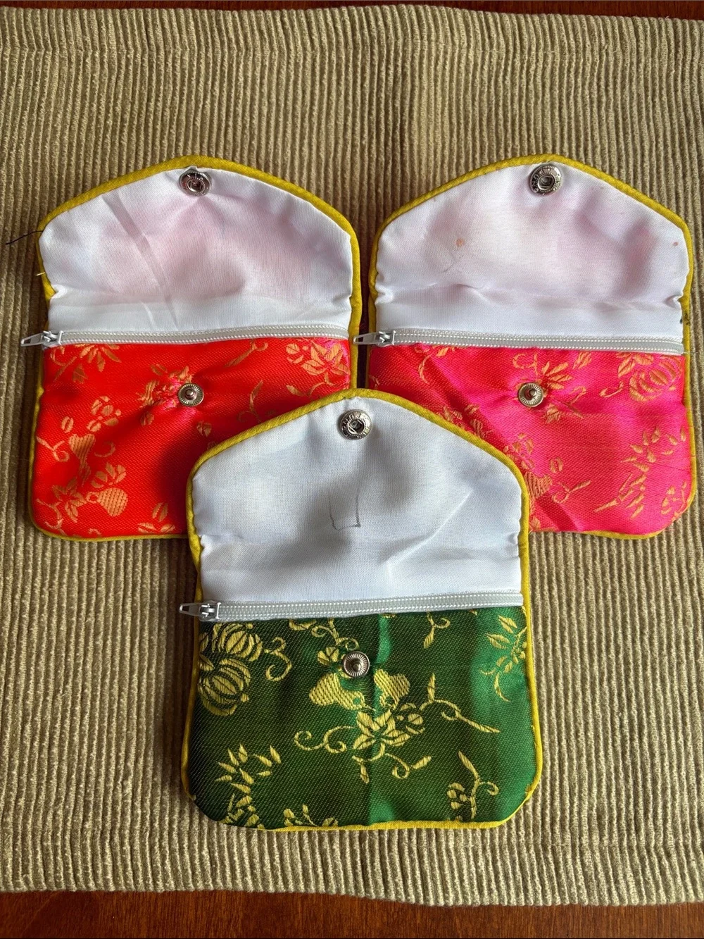 *Lot of 3* Floral Chinese Fabric Jewelry Pouches